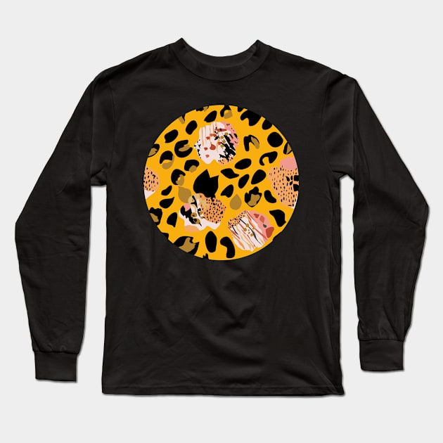 Modern abstract rose and leopard texture Long Sleeve T-Shirt by dvongart